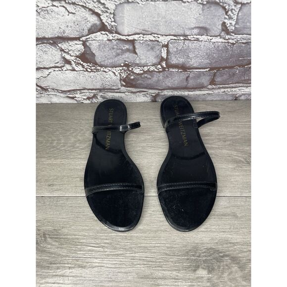 Stuart Weitzman Black Sawyer Jelly Flats Slides Sandals Women’s Sz 7M US/37.5EU - Picture 3 of 16